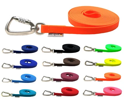 Schleppleine Biothane Hundeleine große Hunde SICHERHEITSHAKEN 1m-20m  16mm breit - Bild 1 von 3