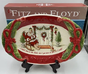 2012 Fitz & Floyd Southern Christmas Santa Serving Platter I Wasn't Born READ - Picture 1 of 9