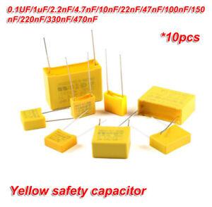 10pcs X2safety capacitor 275V 0.1/1/2.2/4.7/10/22/47/100/150/220/330/470nF