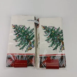 Set of 8 Spode Christmas Tree Tartan Plaid Cloth Dinner Napkins - Picture 1 of 7