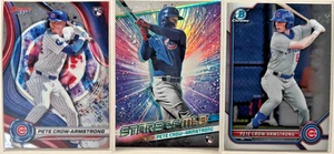 (3x) Pete Crow-Armstrong 2022-24 Bowman Rookie Lote con CROMO Y LÁMINA SLMB (RC) #8 - Imagen 1 de 2
