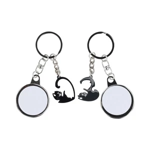 1Pair Lovers Blank Double Sided Key Ring Creative Decorative Photo Pendant Alloy - Picture 1 of 1