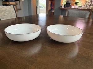 Royal Doulton Gordon Ramsay Bread Street Bowls 6.5”White Gray Rim Set Of 2 - Picture 1 of 11