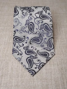 Men's Giorgio Armani Silk Paisley Pattern Blue Tie - Picture 1 of 8