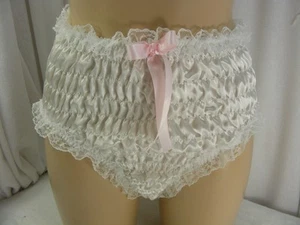 sissy WHITE satin elastic ruched mens panties knickers underwear lingerie ,b95 - Picture 1 of 4