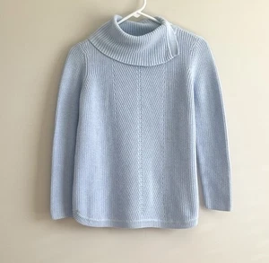 Maglione donna Talbots punto shaker spacco collo cappuccio blu chiaro taglia small - Foto 1 di 4