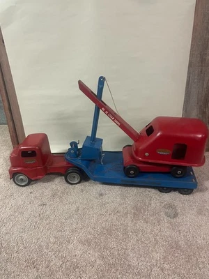 Винтажный Tonka 1950-е Низкий Мальчик Прицеп, Грузовик И Набор Паровой Лопаты No 50, Оригинал - Изображение 1 из 4