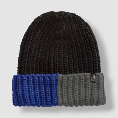 Gorro Steve Madden para hombre negro tejido acanalado bloqueado de color talla OS Foto 1 de 2
