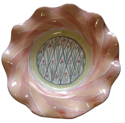 9" Vtg 1995 Mackenzie Childs Taylor BEARDED IRIS Fluted Salad Dessert Side Plate - Image 1 of 4