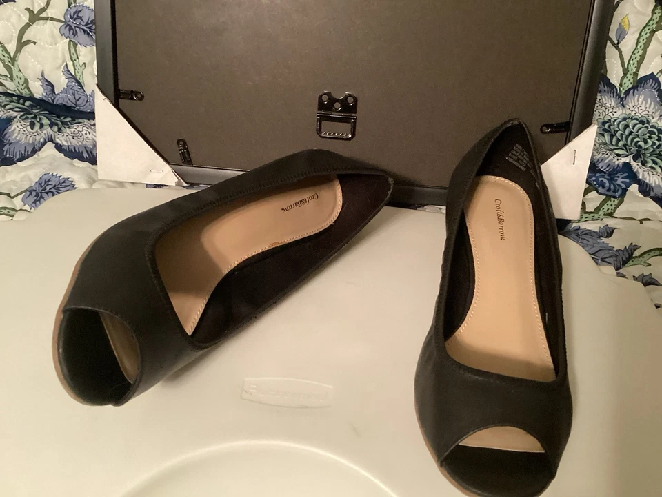 Zapato para mujer negro punta abierta Croft & Barrow talla 7 M imitación cuero Foto 1 de 1