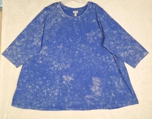 LOGO Lori Goldstein Womens 3X Top Sun Faded Blue Cotton Sweatshirt Pockets New - Picture 1 of 9