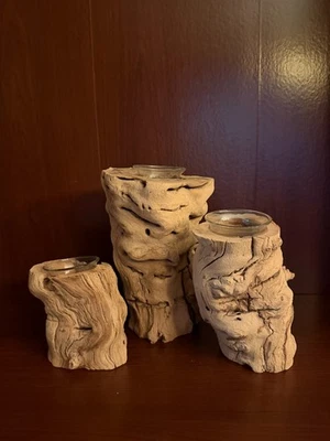 Natural Wood Votive Candle Holders (Set of 3) - Image 1 of 4