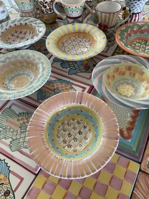 Mackenzie-Childs Summer Frock Flat Rimmed Ceramic Bowl - Image 1 of 4