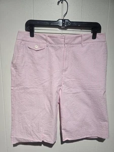 Bermudas Ralph Lauren Golf Mujer Talla 10 Rosa SeersuckerPreppy Tenis Golf - Imagen 1 de 4