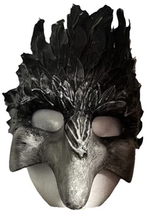 Raven Feather Plague Mask – Gothic Black Silver Bird Masquerade Costume Mask - Picture 1 of 10