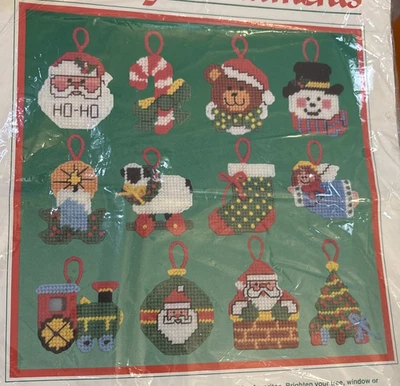 Vtg Rare Dimensions HOLIDAY ORNAMENTS 1988 Needlepoint Pattern 9060 + Yarn - Image 1 of 3