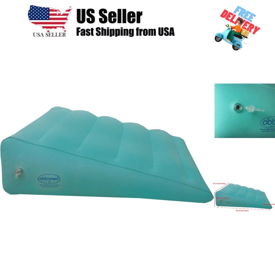 ObboMed Hr-7510 Inflatable Portable Bed Wedge Pillow With Velour Surface for