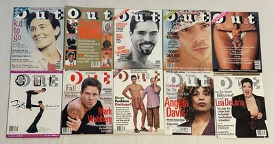 OUT Magazine Lot of 10 Gay LGBTQ KD Lang George Costanza Mark Wahlberg 1996 98 Foto 1 de 3