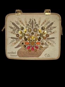 Vintage Enid Collins Canvas Handbag Purse “Marshland Treasure” Leather Interior - Picture 1 of 13