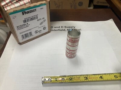 Panduit SCS350-X, Compression Butt Splice, 350 MCM, 2.37" Long Seamless Barrel - Image 1 of 4