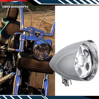 LED 5 3/4" Bullet Headlight Assembly For Harley Sportster XL 883 1200 48 72 Dyna - Image 1 of 4