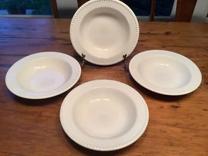 Pottery Barn EMMA Beaded Rimmed 9.75" Soup Pasta Bowl-White Ivory- Set Of 4 - Picture 1 of 4
