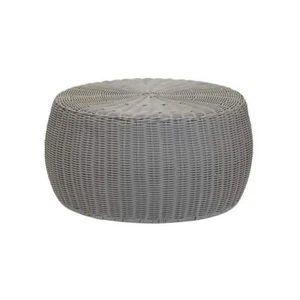 HOUSEHOLD ESSENTIALS Table Ottoman Barrel Storage Gray Resin Wicker 9.5 in. H - Picture 1 of 8