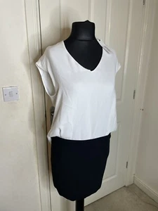 Sandro ladies white black Open Back Dress Size 3 Uk Sz 12(E127)). - Picture 1 of 8