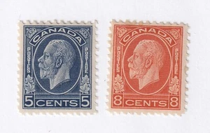 MATT'S STAMPS CANADA SCOTT #199-200 GEORGE V 5- & 8-CENT 1932 ISSUES MH CV$56.50 - Picture 1 of 3