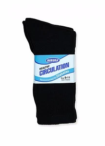 9-11 10-13 Pesado Diabético Salud Pérdida Ajuste Crew Calcetines Negros Algodón 3 6 12 Pares - Imagen 1 de 3