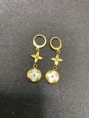 Ohrringe Hänger Goldfarben Blüte Stern  - Bild 1 von 2