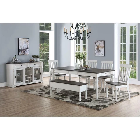 Steve Silver Joanna Two-tone Ivory and Dark Oak Storage Bench Cover