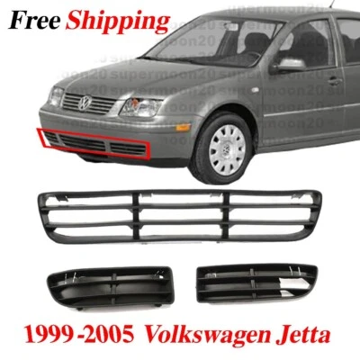 For 1999-2005 Volkswagen Jetta Lower Front Grille & Fog Lamp Cover Set 3pc Foto 1 de 4