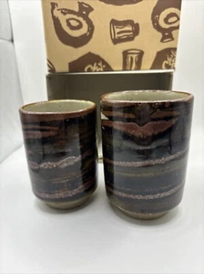 Mashiko Yaki Style Japanese Mid Century Studio Pottery Stoneware Tea cups - Picture 1 of 10