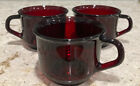 3 Vintage Arcoroc of France Ruby Red Glass Cups Vintage 1970s Coffee Tea Punch
