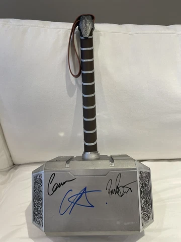 CHRIS EVANS CHRIS HEMSWORTH PAUL BETTANY SIGNED X3 MJOLNIR BECKETT BAS COA Cover