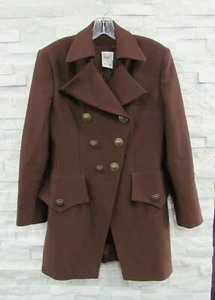 Chaqueta Blazer Militar Allumette Vintage Años 90 Marrón Lana Ajustada 6 Francés Chic! - Imagen 1 de 9