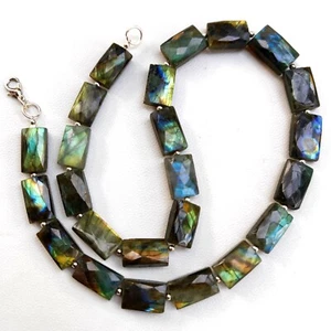 Natural Gem Rainbow Fire Labradorite 13 to 15 mm Size Nugget Beads Necklace - Picture 1 of 6