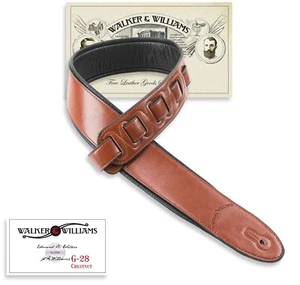 Guanto imbottito in pelle Walker & Williams G-28 Cinturino per chitarra marrone castagno - Foto 1 di 5