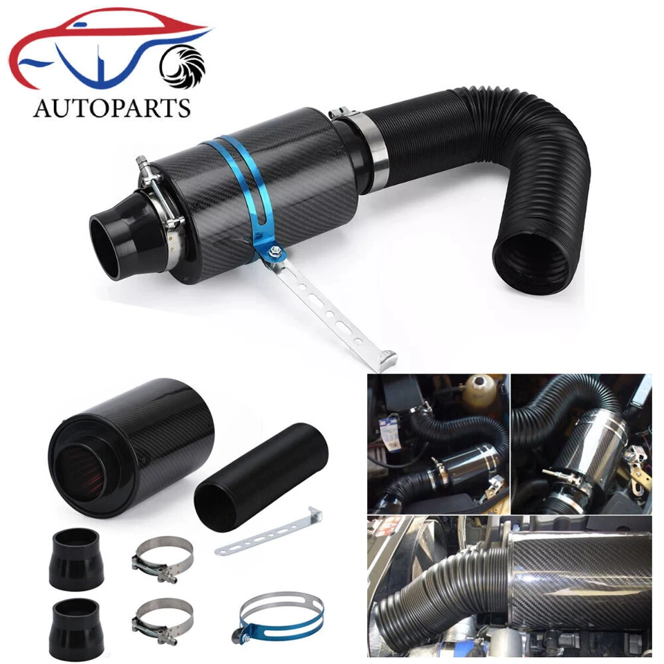 Universal Racing Air Filter Box Carbon Fiber Cold Feed Induction Air Intake Kit Foto 1 de 4