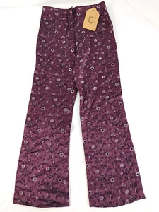 K C Parker Girls Pants Zip Hook Fly Flare Purple Floral Size 8 NWT #15209 - Picture 1 of 4