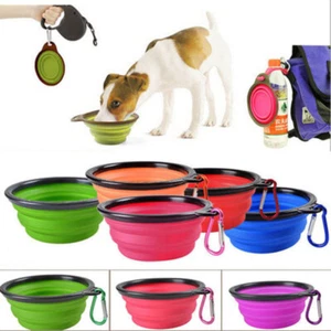 2/5/8X Silikon Haustier Hund Faltbare Futterschüssel Tragbar Trinkwasser Dish ≥ - Bild 1 von 30