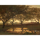 Bilders Woodland Pond At Sunset Landscape Painting XL Wall Art Canvas Print