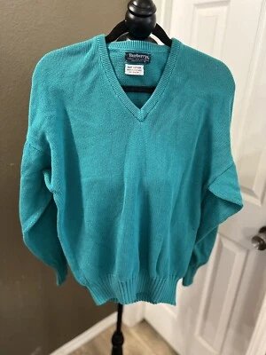 Vintage Burberrys Green Cotton Pullover Sweater Size 44 Made in Scotland Flaw - Image 1 of 4