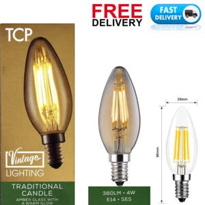 Vintage Traditional Candle Filament LED Edison Bulb E14, 4w, 380LM,SES - Picture 1 of 7