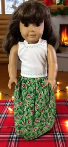 Handmade Holiday Top Green Maxi Skirt Set For 18" Dolls Fits American Girl NEW - Picture 1 of 8
