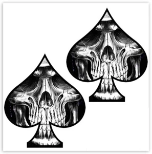 2 x Aufkleber Vinyl Spielkarten Pik Skull Schädel Totenkopf Funny Stickers - Bild 1 von 8