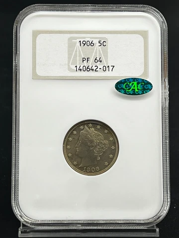 1906 5c Proof Liberty Nickel NGC PF 64 CAC "OL FATTY HOLDER" Cover