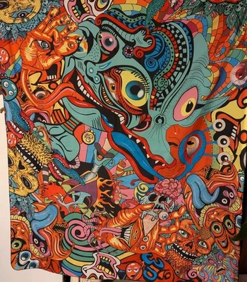 Psychedelic Eyeball Tapestry Hippie Wall Hanging 50inx58in Home Decor Wall Art - Image 1 of 2