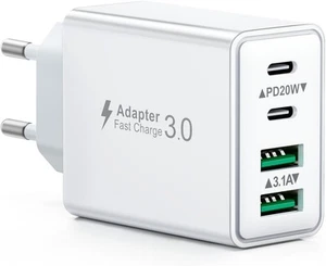 Kompaktowa 4-portowa ładowarka USB C - Najlepsza szybka ładowarka w podróży - Zdjęcie 1 z 10